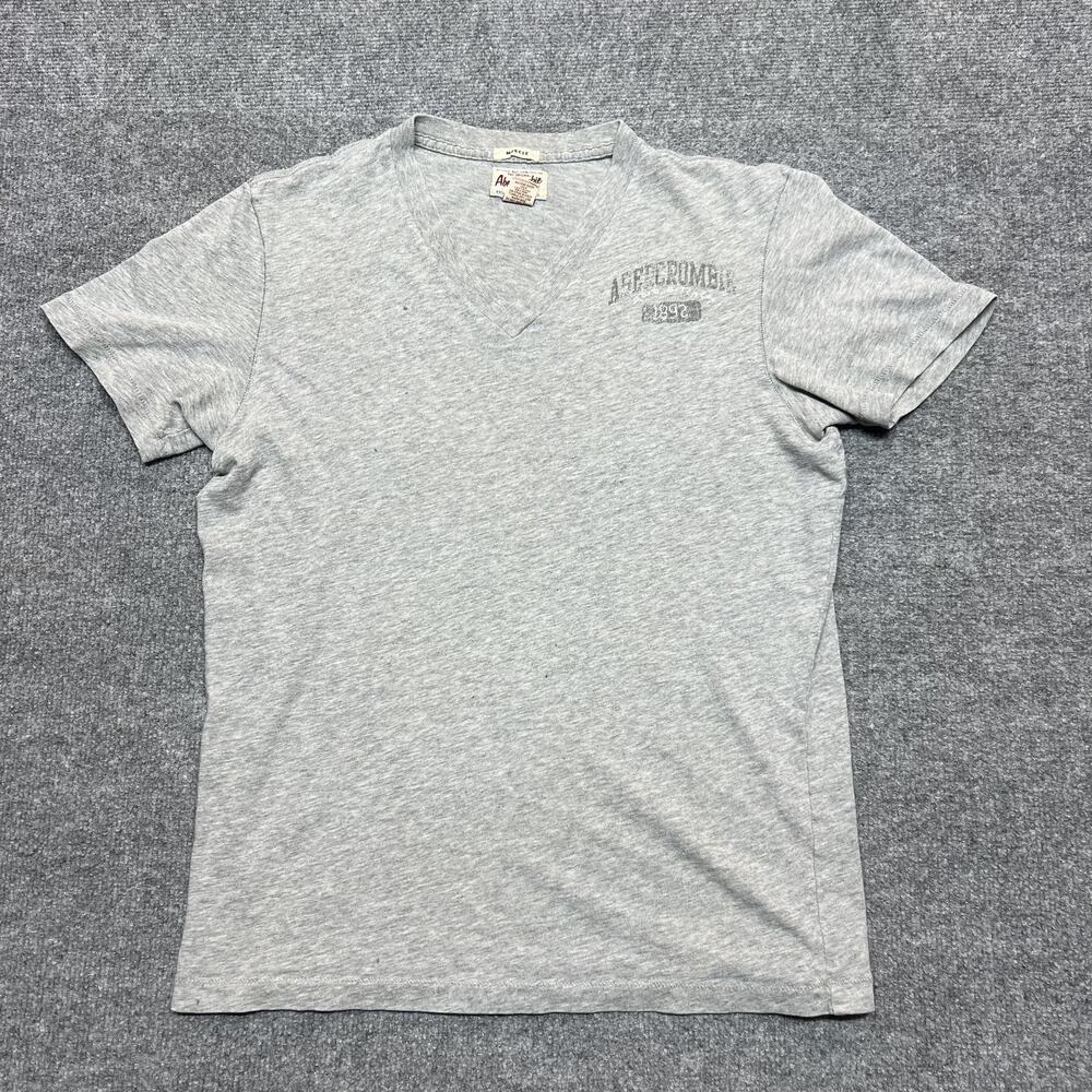 Abercrombie & Fitch Shirt Mens Medium Gray V Neck Muscle 1892 Graphic Tee